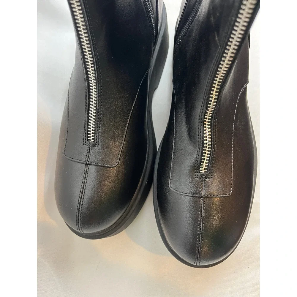 Wild Fable Black Platform Front Zip Ankle Boots Women 10 Memory Foam Chunky Sole
